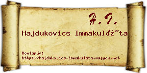 Hajdukovics Immakuláta névjegykártya